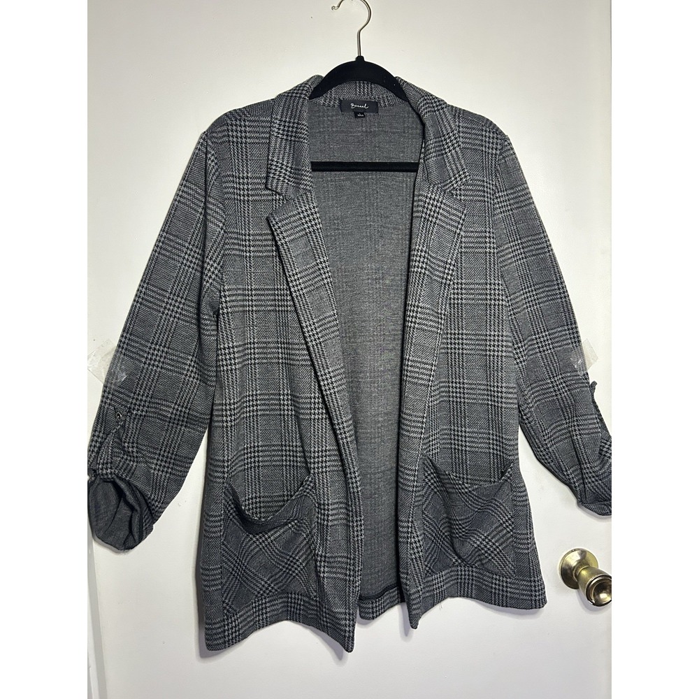 Becool Woman's Plaid Front Blazer Cozy Cardigan Princes Of Wales Casual Academia